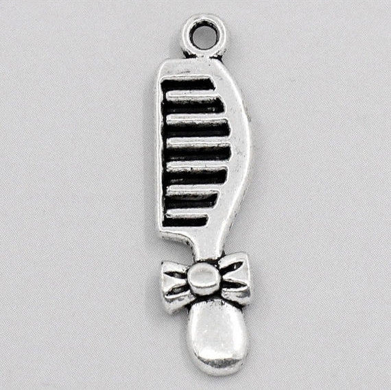 10 Antique Silver FASHION COMB Pendant Charms, chs0682