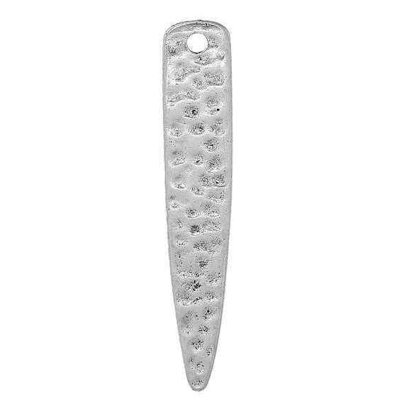 5 SPIKE DAGGER Point Hammered Metal Silver Charm Pendants, chs2242a