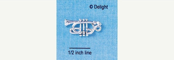 1 Silver Plated Charm Pendant, CORNET    chs1142
