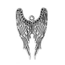 5 ANGEL WINGS charm pendants, antiqued silver metal, 39x24mm, chs2398