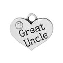 1 Antique Silver Rhinestone "Great Uncle" Heart Charm Pendant 16x14mm  chs1374