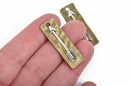 5 ARROW Charms Pendants, rectangle bronze base with silver arrow, rustic hammered metal, 38x12mm, chb0504