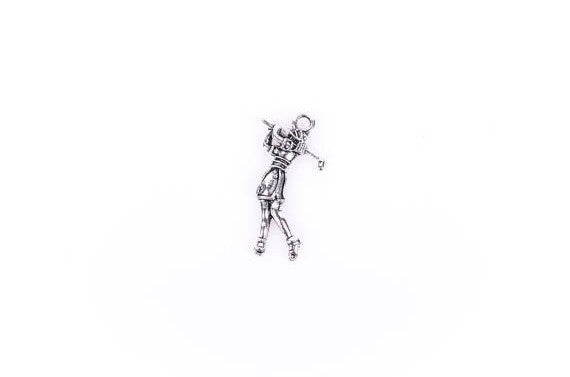 10 Antiqued Silver Metal FEMALE GOLFER Charm Pendants chs0467