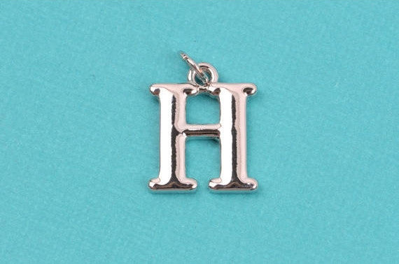 4 HETA ETA Letter H Silver Plated Charms, Greek Letter . Sorority Sister .  Silver Plated Pendant, 3/4" tall includes jump ring, chs2197