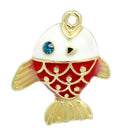 1 Gold Plated Enamel Rhinestone Deluxe FISH Charm Pendant chg0159