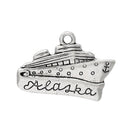 5 Antique Silver Stamped "Alaska" CRUISE SHIP Charm Pendants  chs1417