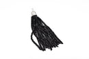 Crystal Bead Tassel Charm Pendant, BLACK crystals with SILVER cap, about 3" long chs2843