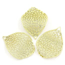 2 GOLD PLATED Copper Charm Pendants Filigree Leaf, open filigree design chg0096