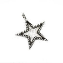 4 STAR Bezel Charm Pendants, antiqued silver metal, recessed bezel, 33x30mm, chs2430