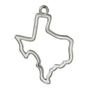 5 Silver TEXAS Charm Pendants, Outline State Texas Travel Charm Pendants, 38x30mm, chs2488