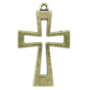 1 Antique Bronze Tone OPEN CROSS Charm Pendant . 54mm x 34mm . chb0012