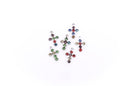 4  Silver Metal Rhinestone CROSS Charm Pendants . multi-colored crystals . 20x12mm chs1031