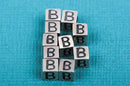Alphabet LETTER B Sterling Silver Alphabet Block Bead, Square Cube, 4.5mm, pms0306