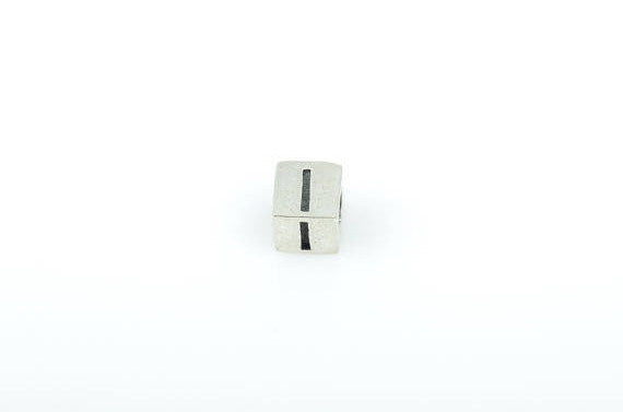 Alphabet LETTER I Sterling Silver Alphabet Block Bead, Square Cube, 4.5mm, pms0313