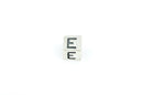 Alphabet LETTER E Sterling Silver Alphabet Block Bead, Square Cube, 4.5mm, pms0309