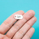 10 "bff" (text language for 'best friends forever') Stamped Silver Metal Oval Charm Pendants  CHS0022