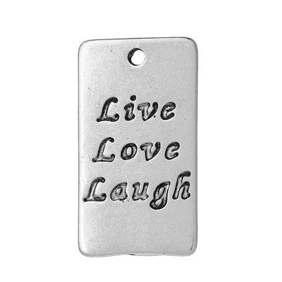 10 Live Love Laugh charms pendants, silver tone, affirmation charm, chs2248