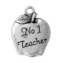 10 TEACHER APPLE Charm Pendants, No. 1 Teacher stamped charms, teacher appreciation, teacher gift, 18x14mm,  chs2347