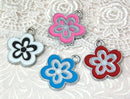 4 Silver Metal Enamel FLOWER Charm Pendants  pink white blue red black che0181