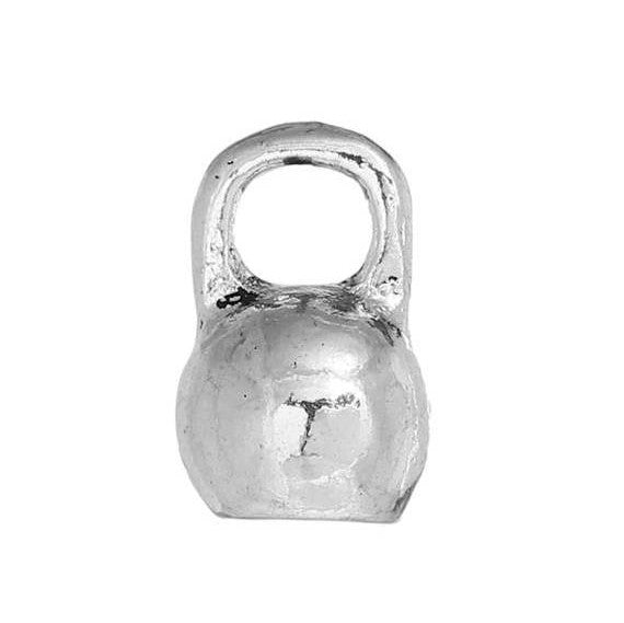 10 Small Silver KETTLEBELL Curling Pendants Fitness Drop Charms chs2939