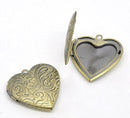 2 Antique Bronze Swirl Pattern Heart Picture/ Photo Frame Locket Pendants 29x29mm (Fits 21x17mm) CHB0395