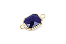 1 Rectangle Gold Brass Connector Link Charm, faceted SAPPHIRE COBALT Blue Glass, 18x11mm, 3/4" long September Birthstone, chg0191