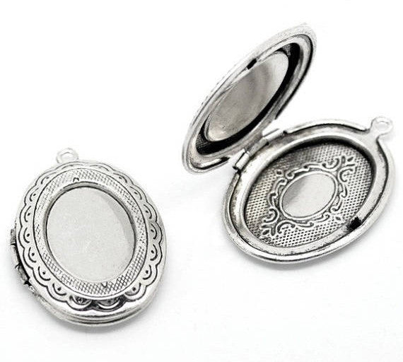 5 Antique Silver Oval Photo Frame Locket Pendants 34x24mm  chs1253