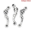 20 Small FLOWER Connector Link Charms, antique silver tone metal . chs0932