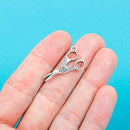 8 Antique Silver STORK SCISSORS Charm Pendants 26x15mm chs0207a