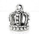 4 Silver Tone Pewter KING'S Crown Charm Pendants 16x14mm  3-D  chs0683
