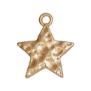 10 Bright Gold Hammered Metal STAR Charm Pendants, 18x15mm chg0513