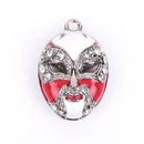 1 silver plated enamel THEATER MASK Charm Pendant, with rhinestones che0285