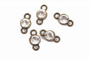 10 Bronze Rhinestone Connector Link Charms, crystal drop charms, CLEAR Crystal in Center, 15x7mm, chs2910