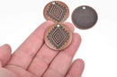 5 Southwest Charms, Copper Diamond Pattern Charms, Southwest Style Pendant Charms, 30mm, chs2869