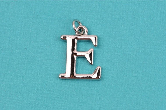 4 EPSILON Letter E Silver Plated Charms, Greek Letter . Sorority Sister .  Silver Plated Pendant, 3/4" tall includes jump ring, chs2212