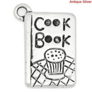 6 Silver Pewter COOK BOOK Baking Charm Pendants chs0628