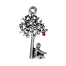 5 TREE Charms, NEWTONS Apple Science Charms, Phisics Gravity Silver Tone Charm Pendants, Science Pendants, 25x14mm, chs2459