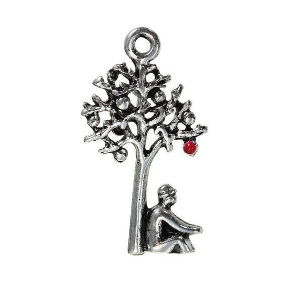 5 TREE Charms, NEWTONS Apple Science Charms, Phisics Gravity Silver Tone Charm Pendants, Science Pendants, 25x14mm, chs2459