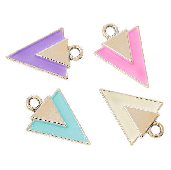 10 Enamel and Rose Gold Plated ARROWHEAD TRIANGLE Pendants Charms, mixed colors, chg0382