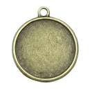4 Cameo Bezel Frame Charm Pendant Blanks . fits 19-20mm round cabochon . Bronze Metal . chb0005