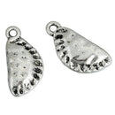 5 Silver EMPANADA Charm Pendants, Calzone, Pastry Pie Charms, Foodie Charms, 22x10mm, chs2332