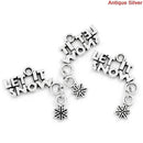 4 Silver Pewter LET IT Snow Snowflake Moveable Charm Pendants chs0664