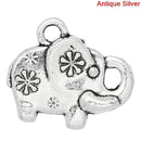 10 Small Silver Tone Fancy ELEPHANT Charms Pendants chs1169