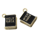 4 HOLY BIBLE Charms, Gold Plated Charms, double sided, 3d charms, 18x15mm, chg0404
