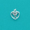 1 silver plated LACROSSE STICKS Heart cutout charm  chs1309