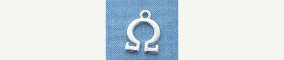 OMEGA . Greek Letter . Sorority Sis .  Silver Plated Charm  chs0553