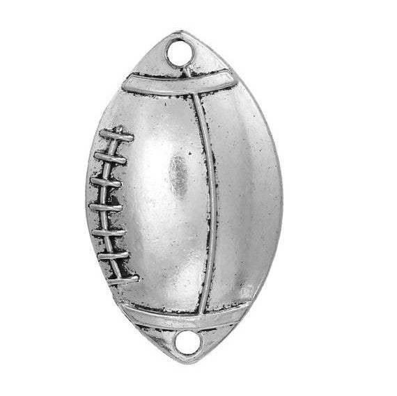 10 Silver FOOTBALL Connector Link Charms, 39x23mm, 1-1/2" long chs2728