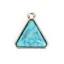 5 TRIANGLE Charm Pendants, triangle faux turquoise cabochon, gold metal, 19x18mm, chg0539