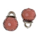 5 Crystal Dot Charm Drops, AMETHYST PURPLE, 10mm, Silver Tone Metal Bail chs1571