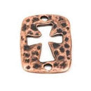 6 Copper Tone Metal Cross Cutout Charm Connector Links, textured bracelet connector  chc0040